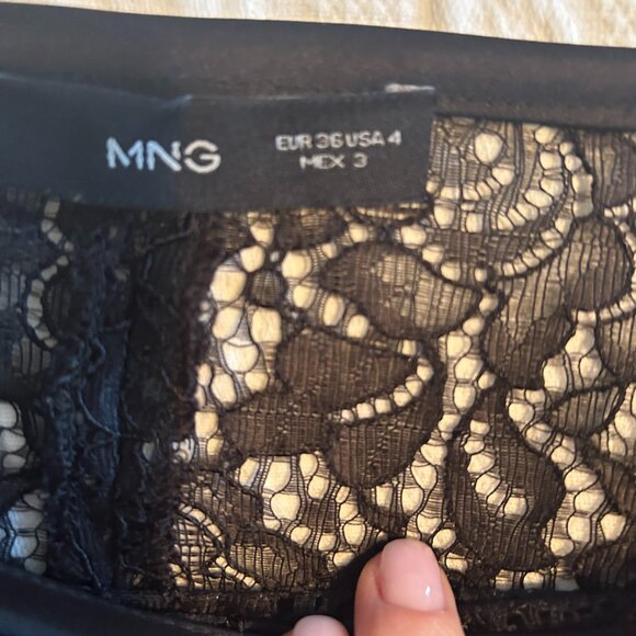 Mango Transparent Black Lace Midi Skirt - Size 4 - Picture 7 of 8